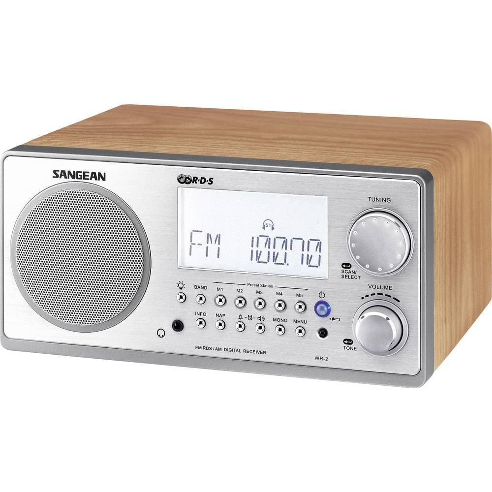 sangean-wr-2-desktop-radio-ukw-mw-tuner-7-w-lautsprecher-holzgeh-use-walnuss-sil image 1